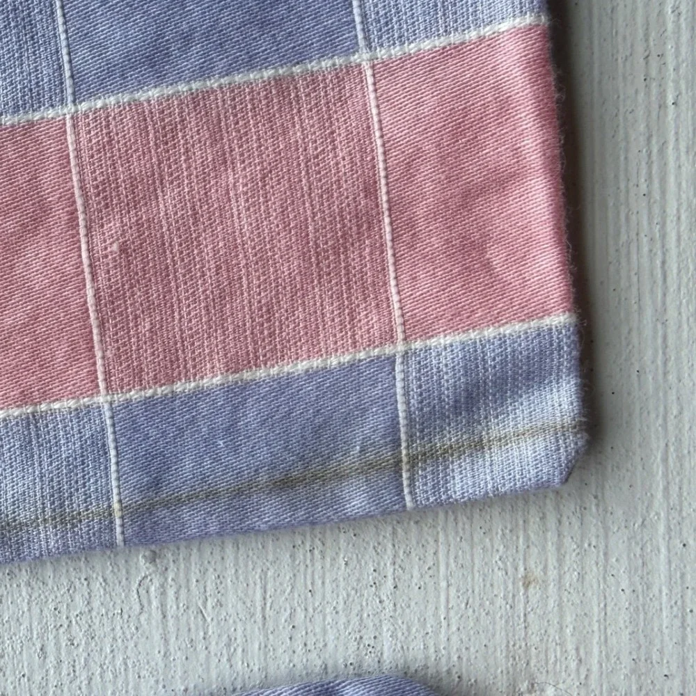 Vintage Pink and Blue Striped Cotton Pillowcase Set of 2 20x28 Home Decor 0910